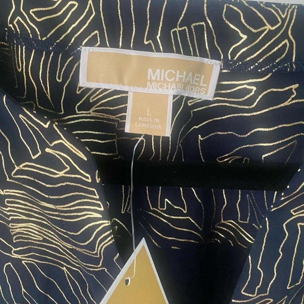 Michael Kors gold and navy blouse size-L